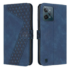 Leather Case Stands Flip Cover Holder H04X for Realme C31 Blue