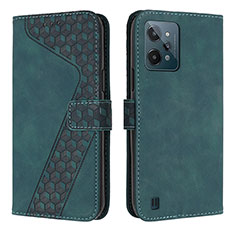 Leather Case Stands Flip Cover Holder H04X for Realme C31 Green