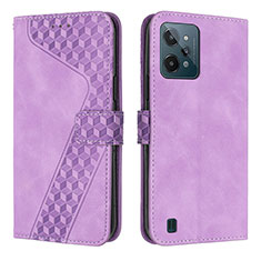 Leather Case Stands Flip Cover Holder H04X for Realme C31 Purple