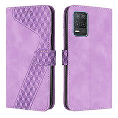 Leather Case Stands Flip Cover Holder H04X for Realme Narzo 30 5G Purple