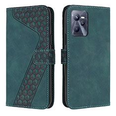 Leather Case Stands Flip Cover Holder H04X for Realme Narzo 50A Prime Green