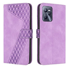 Leather Case Stands Flip Cover Holder H04X for Realme Narzo 50A Prime Purple