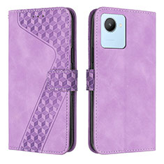 Leather Case Stands Flip Cover Holder H04X for Realme Narzo 50i Prime Purple