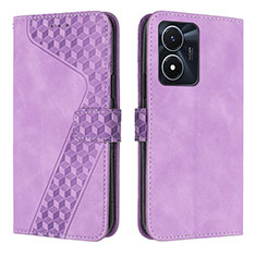 Leather Case Stands Flip Cover Holder H04X for Vivo Y02S Purple