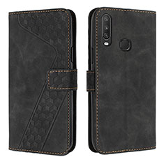 Leather Case Stands Flip Cover Holder H04X for Vivo Y12 Black