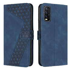 Leather Case Stands Flip Cover Holder H04X for Vivo Y12A Blue