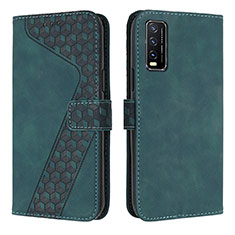 Leather Case Stands Flip Cover Holder H04X for Vivo Y12A Green