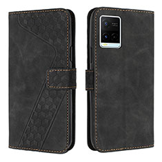 Leather Case Stands Flip Cover Holder H04X for Vivo Y21 Black