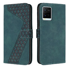 Leather Case Stands Flip Cover Holder H04X for Vivo Y21a Green