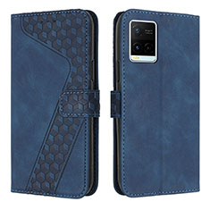 Leather Case Stands Flip Cover Holder H04X for Vivo Y21e Blue