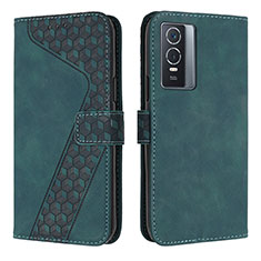 Leather Case Stands Flip Cover Holder H04X for Vivo Y74s 5G Green