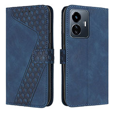 Leather Case Stands Flip Cover Holder H04X for Vivo Y77 5G Blue