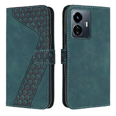 Leather Case Stands Flip Cover Holder H04X for Vivo Y77e t1 Green