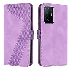 Leather Case Stands Flip Cover Holder H04X for Xiaomi Mi 11T 5G Purple