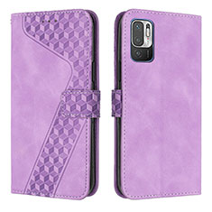 Leather Case Stands Flip Cover Holder H04X for Xiaomi POCO M3 Pro 5G Purple