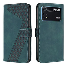 Leather Case Stands Flip Cover Holder H04X for Xiaomi Poco M4 Pro 4G Green