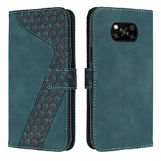 Leather Case Stands Flip Cover Holder H04X for Xiaomi Poco X3 NFC Green