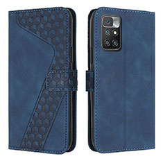 Leather Case Stands Flip Cover Holder H04X for Xiaomi Redmi 10 (2022) Blue