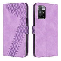 Leather Case Stands Flip Cover Holder H04X for Xiaomi Redmi 10 4G Purple