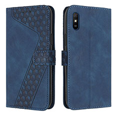 Leather Case Stands Flip Cover Holder H04X for Xiaomi Redmi 9AT Blue