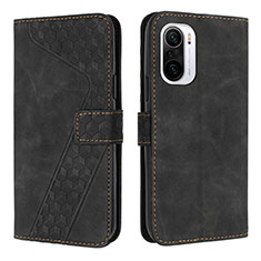 Leather Case Stands Flip Cover Holder H04X for Xiaomi Redmi K40 Pro 5G Black