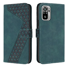 Leather Case Stands Flip Cover Holder H04X for Xiaomi Redmi Note 10 4G Green