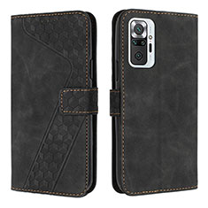 Leather Case Stands Flip Cover Holder H04X for Xiaomi Redmi Note 10 Pro Max Black