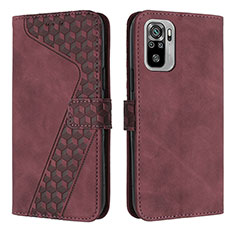 Leather Case Stands Flip Cover Holder H04X for Xiaomi Redmi Note 11 SE India 4G Red Wine