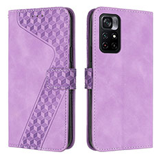 Leather Case Stands Flip Cover Holder H04X for Xiaomi Redmi Note 11T 5G Purple