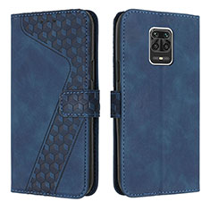 Leather Case Stands Flip Cover Holder H04X for Xiaomi Redmi Note 9S Blue