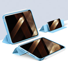 Leather Case Stands Flip Cover Holder H05 for Apple iPad Mini 6 Blue