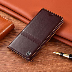 Leather Case Stands Flip Cover Holder H05P for HTC Desire 22 Pro 5G Brown