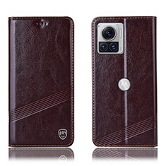 Leather Case Stands Flip Cover Holder H05P for Motorola Moto Edge 30 Ultra 5G Brown