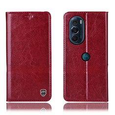 Leather Case Stands Flip Cover Holder H05P for Motorola Moto Edge Plus (2022) 5G Red