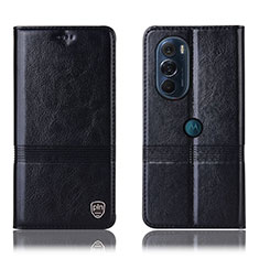 Leather Case Stands Flip Cover Holder H05P for Motorola Moto Edge X30 5G Black
