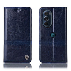 Leather Case Stands Flip Cover Holder H05P for Motorola Moto Edge X30 5G Blue