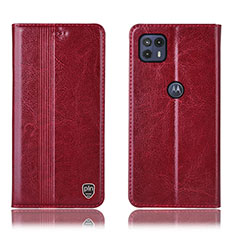 Leather Case Stands Flip Cover Holder H05P for Motorola Moto G50 5G Red