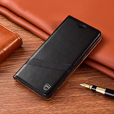 Leather Case Stands Flip Cover Holder H05P for Motorola Moto G62 5G Black