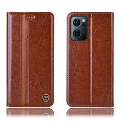 Leather Case Stands Flip Cover Holder H05P for OnePlus Nord CE 2 5G Light Brown