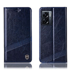 Leather Case Stands Flip Cover Holder H05P for Oppo K10 5G India Blue