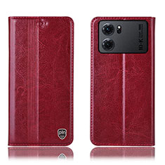 Leather Case Stands Flip Cover Holder H05P for Oppo K10 5G Red