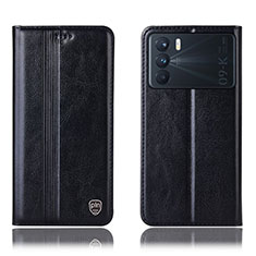 Leather Case Stands Flip Cover Holder H05P for Oppo K9 Pro 5G Black