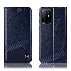 Leather Case Stands Flip Cover Holder H05P for Oppo Reno5 Z 5G Blue