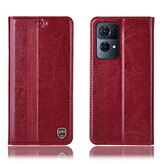 Leather Case Stands Flip Cover Holder H05P for Oppo Reno7 Pro 5G Red