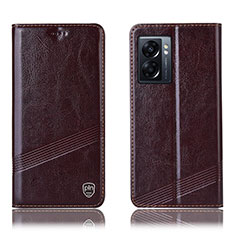 Leather Case Stands Flip Cover Holder H05P for Realme Narzo 50 5G Brown