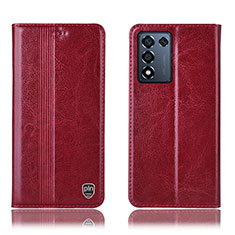 Leather Case Stands Flip Cover Holder H05P for Realme Q3t 5G Red