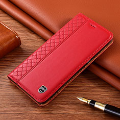 Leather Case Stands Flip Cover Holder H05P for Samsung Galaxy S22 Ultra 5G Red