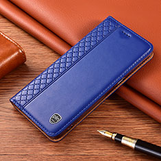 Leather Case Stands Flip Cover Holder H05P for Samsung Galaxy S24 Plus 5G Blue