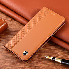 Leather Case Stands Flip Cover Holder H05P for Samsung Galaxy S24 Plus 5G Light Brown