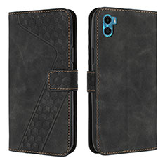 Leather Case Stands Flip Cover Holder H05X for Motorola Moto E32 India Black